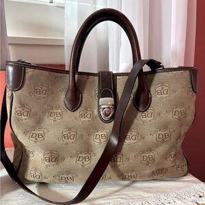 Vintage Dooney & Bourke Canvas and Leather Tote